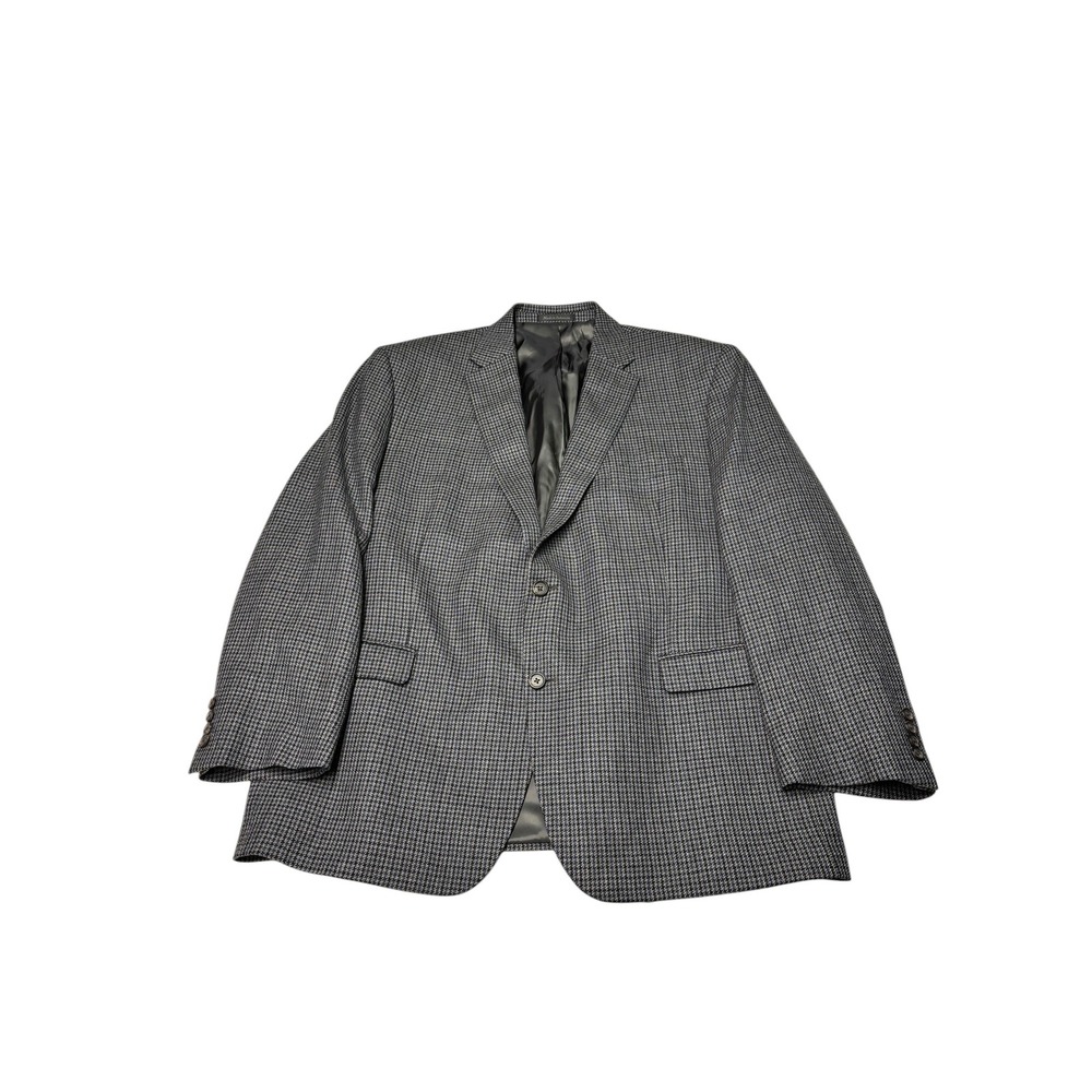 Lauren Ralph Lauren Mens 48R 100% Wool Houndstooth Sport Coat Blazer Blue Grey
